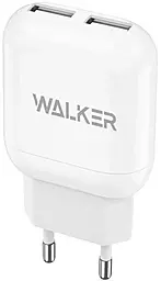 Сетевое зарядное устройство Walker WH-33 2.4a 2xUSB-A ports charger white - фото Сетевое зарядное устройство Walker WH-33 2.4a 2xUSB-A ports charger white