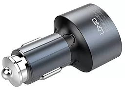 Автомобільний зарядний пристрій з швидкою зарядкою LDNio 3xUSB Metal Ring Car Charger QC 3.0 + Lightning Cable Black (C703Q) - мініатюра 3