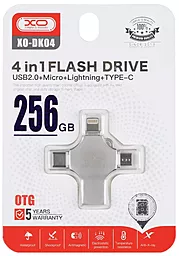 Флешка XO DK04 USB2.0 4 in 1 256GB Silver - фото Флешка XO DK04 USB2.0 4 in 1 256GB Silver