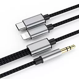 Аудіо кабель Hoco UPA23 AUX mini jack 3.5мм - USB Type/Lightning 1 м Cable black
