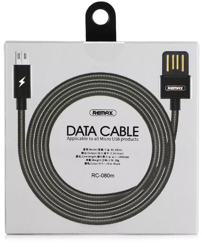 Кабель Remax Metal Serpent USB-A - micro USB 12w 2.4a 1м cable Silver (RC-080m) - фото 2