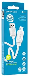 Кабель Borofone BX55 Harmony Silicone USB-A - micro USB 12w 2.4a 1м cable White - миниатюра 3 Кабель Borofone BX55 Harmony Silicone USB-A - micro USB 12w 2.4a 1м cable White - миниатюра 3