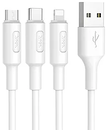 USB Кабель Hoco X25 Soarer 3-in-1 USB Type-C/Lightning/micro USB Cable White