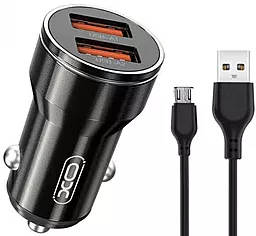 Автомобильное зарядное устройство XO CC48 2.4a 2xUSB-A ports car charger + micro USB cable black