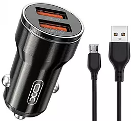 Автомобильное зарядное устройство XO CC48 2.4a 2xUSB-A ports car charger + micro USB cable black - фото Автомобильное зарядное устройство XO CC48 2.4a 2xUSB-A ports car charger + micro USB cable black