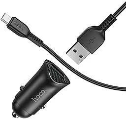 Автомобільний зарядний пристрій з швидкою зарядкою Hoco Z39 Farsighted 18W 3.4A + micro USB Cable Black - мініатюра 4