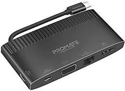 Мультипортовый USB Type-C хаб Promate 6-in-1 black (mediahub-c6)
