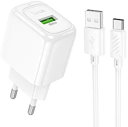 Мережевий зарядний пристрій Hoco CS52A 18w QC3.0 fast charger + USB-C cable white - фото Мережевий зарядний пристрій Hoco CS52A 18w QC3.0 fast charger + USB-C cable white