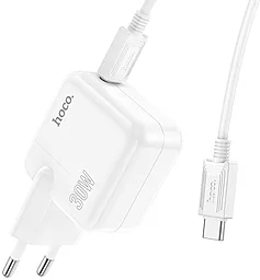 Сетевое зарядное устройство Hoco C112A Advantage 30W PD USB-C + USB-C-C Cable White - миниатюра 3