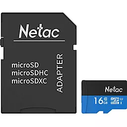 Карта пам'яті Netac microSDHC 16GB Class 10 UHS-I U1 + SD-адаптер (NT02P500STN-016G-R)