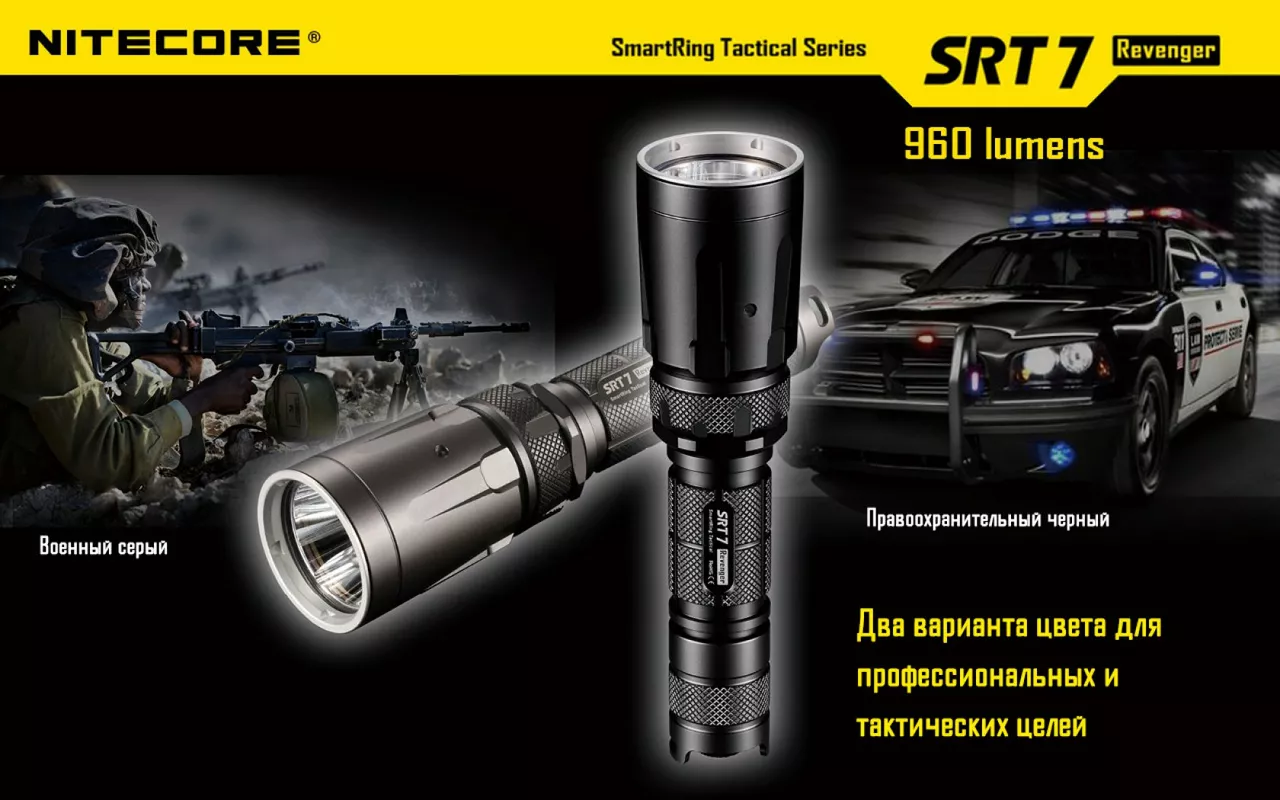 Фонарик аккумуляторный Nitecore SRT7 Revenger (6-1076b) (1x18650, 2xCR123, 2xRCR123) - фото 22