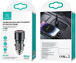 Автомобильное зарядное устройство Usams Transparent US-CC176 C36 95W PD/QC USB-A-C Black - миниатюра 4