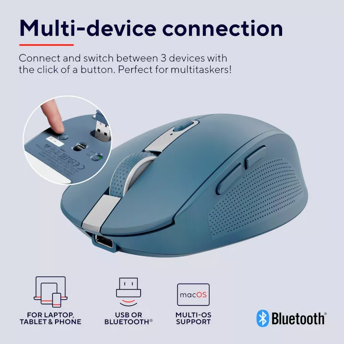 Компьютерная мышка Trust Ozaa Compact Multi-Device Wireless Blue (24934) - фото 9