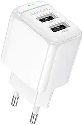 Сетевое зарядное устройство Borofone BAS41A Potential 2.4a 2xUSB-A ports charger white - фото Сетевое зарядное устройство Borofone BAS41A Potential 2.4a 2xUSB-A ports charger white
