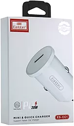 Автомобильное зарядное устройство Earldom ES-CC1 20w PD USB-C car charger white