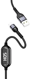 Кабель Usams U48 Digital Display USB-A - Lightning 12w 2.4a 1.2м cable Black (US-SJ423)
