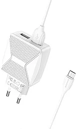 Мережевий зарядний пристрій Borofone BA45A Max Power 2.4a 2xUSB-A ports charger + micro USB cable white - мініатюра 5 Мережевий зарядний пристрій Borofone BA45A Max Power 2.4a 2xUSB-A ports charger + micro USB cable white - мініатюра 5