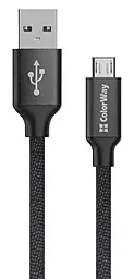 Кабель USB ColorWay 2.4A 2M micro USB Cable Black (CW-CBUM009-BK)