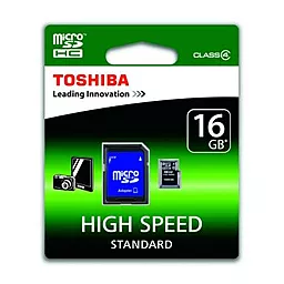 Карта памяти Toshiba microSDHC 16GB Class 4 + SD-адаптер (SD-C16GJ(6A)