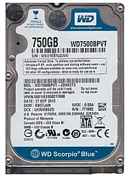 Жесткий диск для ноутбука Western Digital Scorpio Blue 750 GB 2.5 (WD7500BPVT)