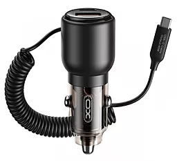 Автомобільний зарядний пристрій XO CC59 110w PD/QC USB-C/USB-A ports car charging built in Type-C with cable black