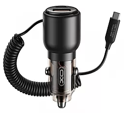 Автомобильное зарядное устройство XO CC59 110w PD USB-C/USB-A ports car charger + USB-C cable black - фото Автомобильное зарядное устройство XO CC59 110w PD USB-C/USB-A ports car charger + USB-C cable black