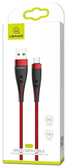Кабель Usams U11 USB-A - micro USB 10w 1.2м cable Red - фото 2