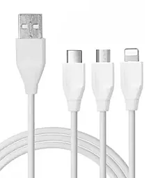 Кабель USB WUW X172 3-in-1 USB to micro USB/Type-C/Lightning/ Cable White