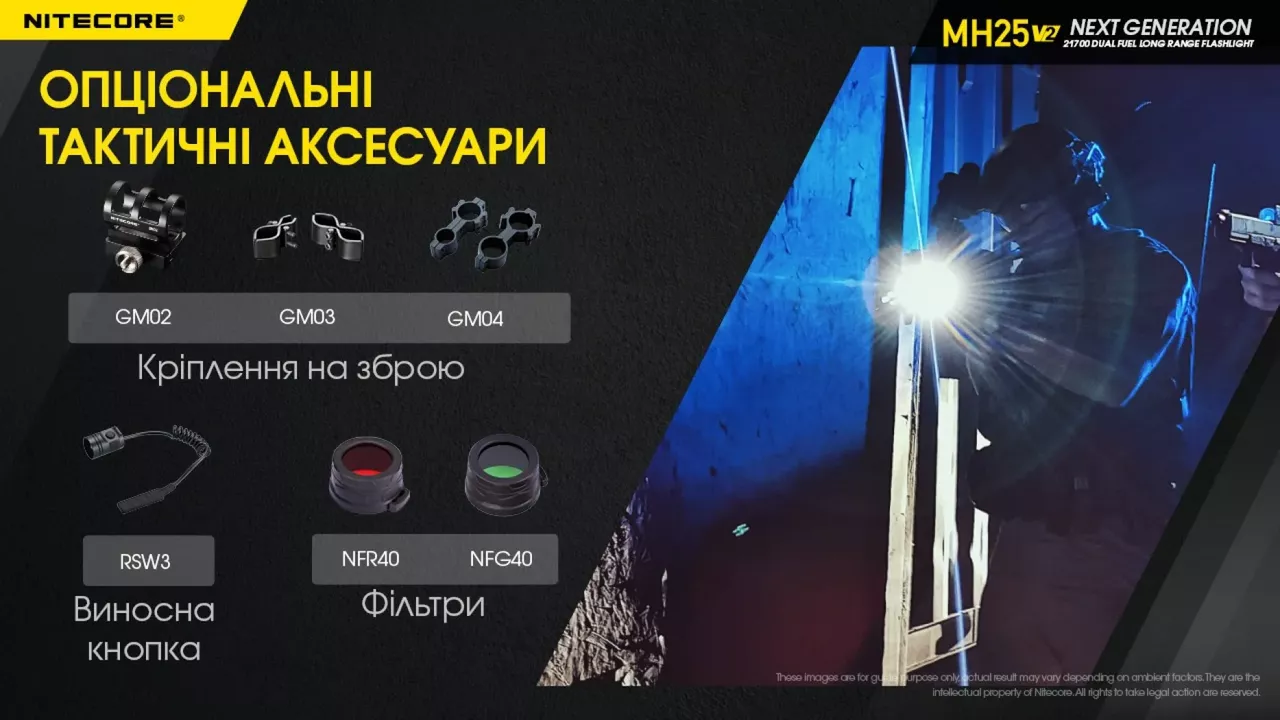 Ліхтарик акумуляторний Nitecore MH25 V2 (6-1014_v2) (1x18650, 1x21700, 2xCR123, 2xRCR123) - фото 16