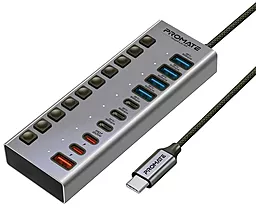 Мультипортовый USB Type-C хаб Promate USB 3.0 10-in-1 grey grey (gegahub-5g)