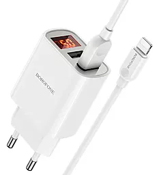 Мережевий зарядний пристрій Borofone BA58A Mighty 2USB/2.4A + USB Lightning Cable White