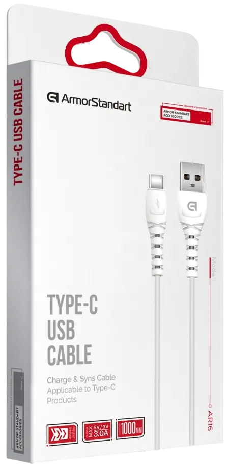 Кабель ArmorStandart USB-A - Type-C 15w 3a 1м cable White (ARM59533) - фото 3