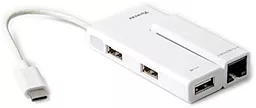 Мультипортовый USB Type-C хаб Viewcon USB-C -> USB Ethernet + 3 USB порта белый (VC450W) - миниатюра 2
