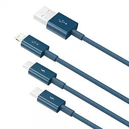 Кабель USB Baseus Superior 3.5A 1.5M 3-in-1 USB to Type-C/Lightning/micro USB Cable blue (CAMLTYS-03) - миниатюра 2