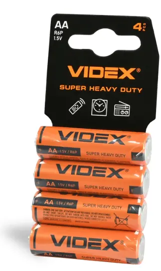 Батарейки Videx R6P / AA SHRINK CARD 4шт - фото 1