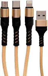 USB Кабель Remax Speed RC-186th 12W 3-in-1 USB to Type-C/Lightning/micro USB сable Gold - мініатюра 5