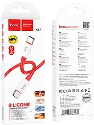 Кабель Hoco X87 Magic Silicone USB Type-C - Type-C 60w 3a 1м PD cable Red - мініатюра 5
