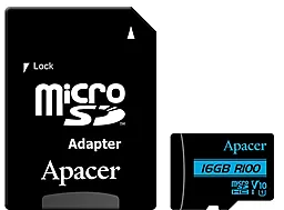 Карта пам'яті Apacer microSDHC 16GB R100 Class 10 UHS-I U1 V10 + SD-адаптер (AP16GMCSH10U6-R) - фото Карта пам'яті Apacer microSDHC 16GB R100 Class 10 UHS-I U1 V10 + SD-адаптер (AP16GMCSH10U6-R)