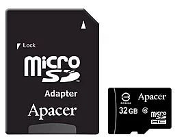 Карта памяти Apacer microSDHC 32GB Class 4 + SD-адаптер (AP32GMCSH4-R)