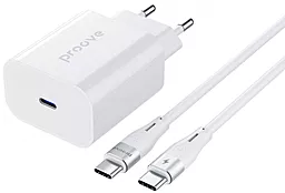 Сетевое зарядное устройство с быстрой зарядкой Proove 30w PD USB-C fast charger + USB-C to USB-C cable white (WCRP30012202) - фото Сетевое зарядное устройство с быстрой зарядкой Proove 30w PD USB-C fast charger + USB-C to USB-C cable white (WCRP30012202)