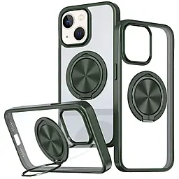 Чехол Epik TPU+PC Metal Ring with MagSafe для Apple iPhone 15 Green - фото Чехол Epik TPU+PC Metal Ring with MagSafe для Apple iPhone 15 Green