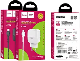 Сетевое зарядное устройство Hoco C77A 2.4a 2xUSB-A ports charger + Lightning cable white - миниатюра 8 Сетевое зарядное устройство Hoco C77A 2.4a 2xUSB-A ports charger + Lightning cable white - миниатюра 8