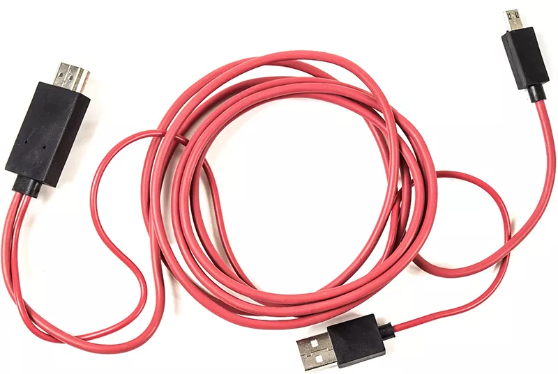 Кабель PowerPlant micro USB - HDMI + USB, 2.0m, (MHL), Blister