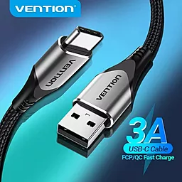 Кабель USB Vention Cotton Braided 15w 3a 2m USB Type-C cable gray (CODHH) - миниатюра 3
