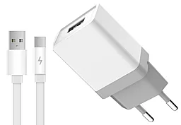 Мережевий зарядний пристрій GOLF GF-U1 Travel charger + Micro USB cable White