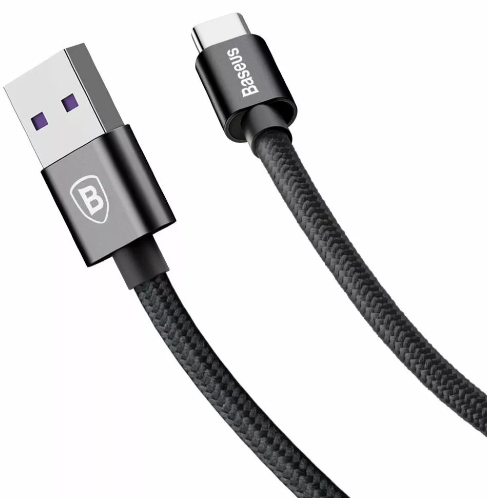 Кабель Baseus Double Fast Charging USB-A - Type-C 25w 5a 1м cable Black (CATKC-01) - фото 3