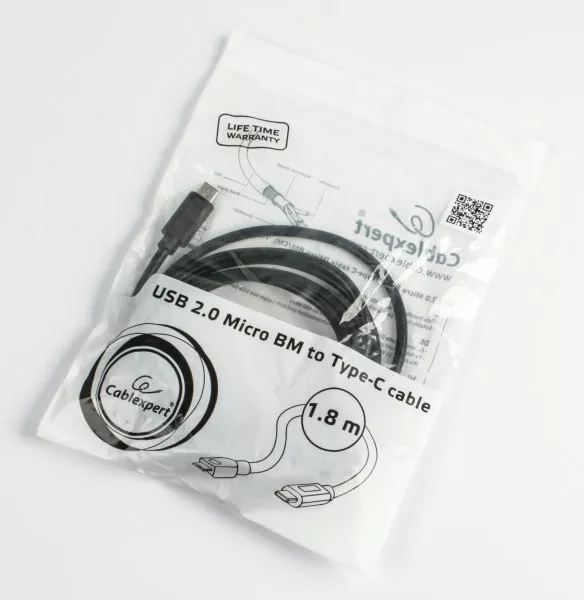Кабель Cablexpert 12w 2.4a 1.8 m USB Type-C - micro USB cable black (CCP-USB2-mBMCM-6) - фото 2