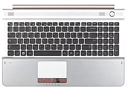 Клавиатура для ноутбука Samsung RC520 с топ панелью черная/серебристая