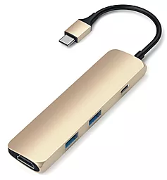 Мультипортовый USB Type-C хаб Satechi USB-C -> USB 3.0х2/HDMI/USB-C Gold (ST-CMAG) - миниатюра 3