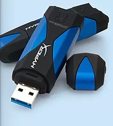 Флешка Kingston DT HyperX 256GB (DTHX30/256GB) Black/Blue - миниатюра 2